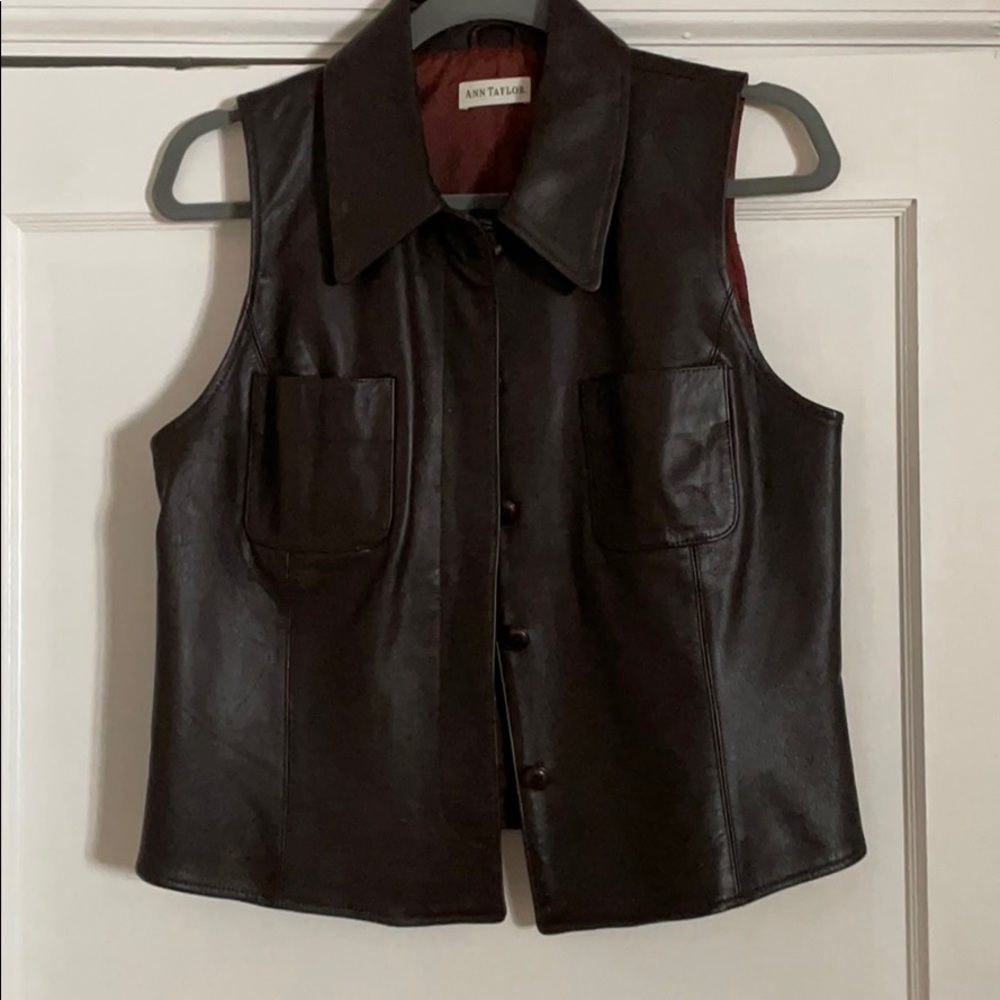 Deep brown leather vest